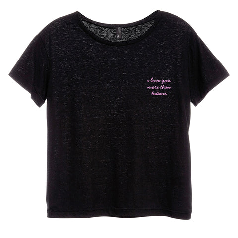 I LOVE YOU MORE THAN KITTENS [DISTRESSED WOMEN'S 'BABY TEE']