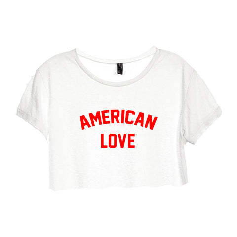 AMERICAN LOVE [DISTRESSED WOMEN'S CROP TEE]