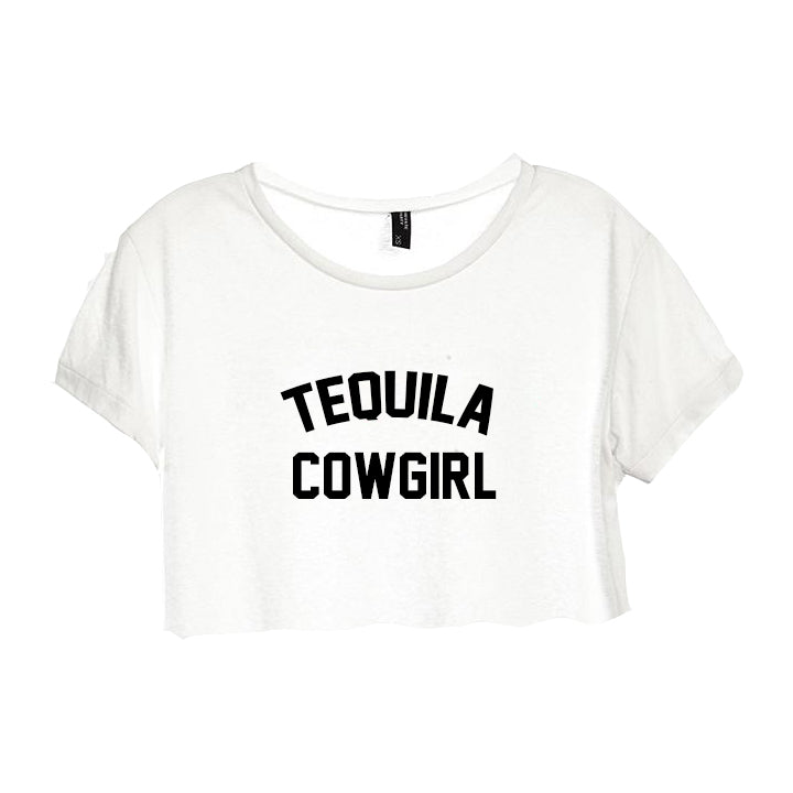 TEQUILA COWGIRL [DISTRESSED WOMEN'S CROP TEE]