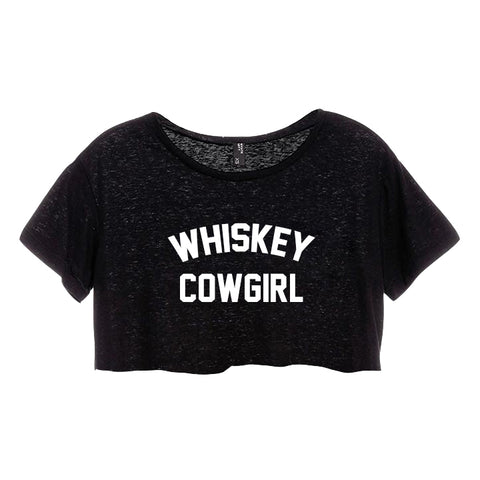 WHISKEY COWGIRL [DISTRESSED WOMEN'S CROP TEE]