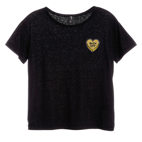 BACK OFF HEART PATCH [DISTRESSED WOMEN'S 'BABY TEE']