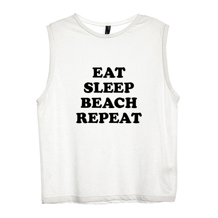 EAT SLEEP BEACH REPEAT [WOMEN'S MUSCLE TANK]