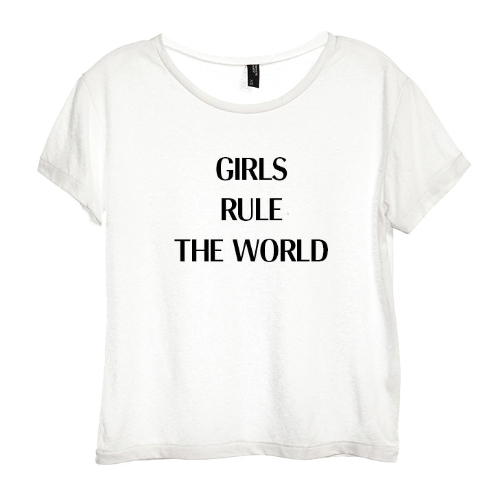 GIRLS RULE THE WORLD [DISTRESSED WOMEN'S 'BABY TEE']