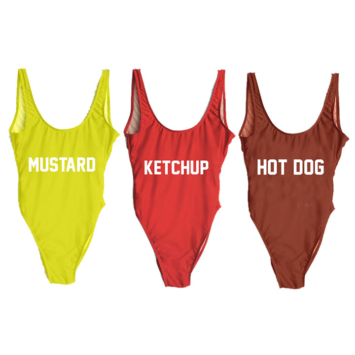 KETCHUP, MUSTARD, & HOT DOG [3 PACK DISCOUNT SWIMSUITS]