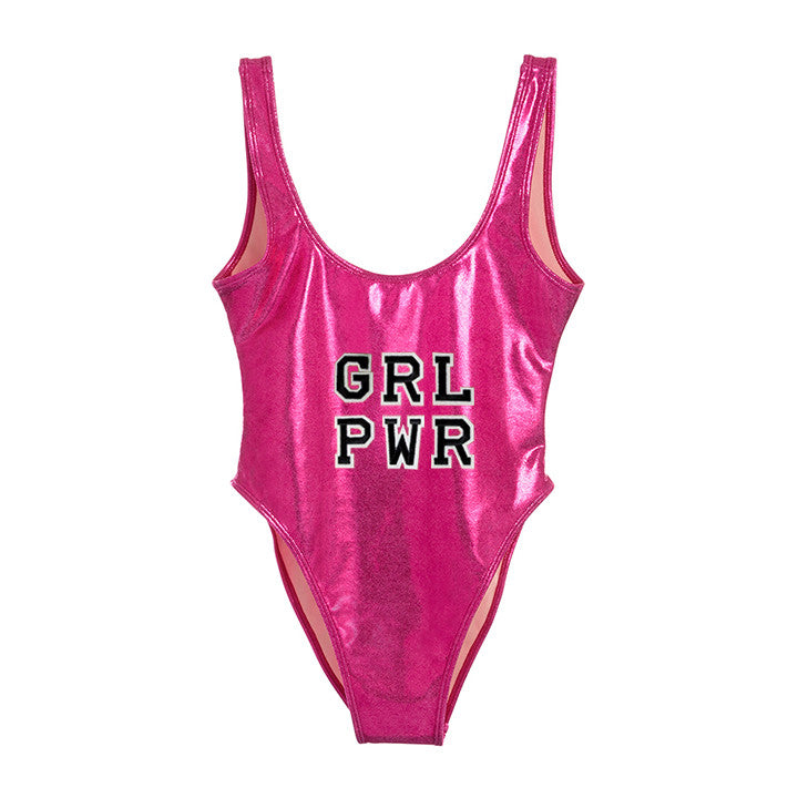 GRL PWR FELT LETTER PATCH METALLIC SWIMSUIT PRIVATE PARTY